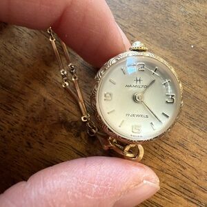 Hamilton Vintage Gold and Silver Women's Watch Necklace